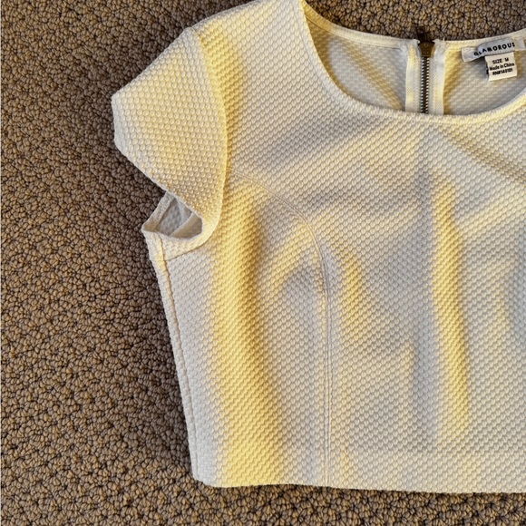 Glamorous White Textured crop Top - Picture 3 of 5